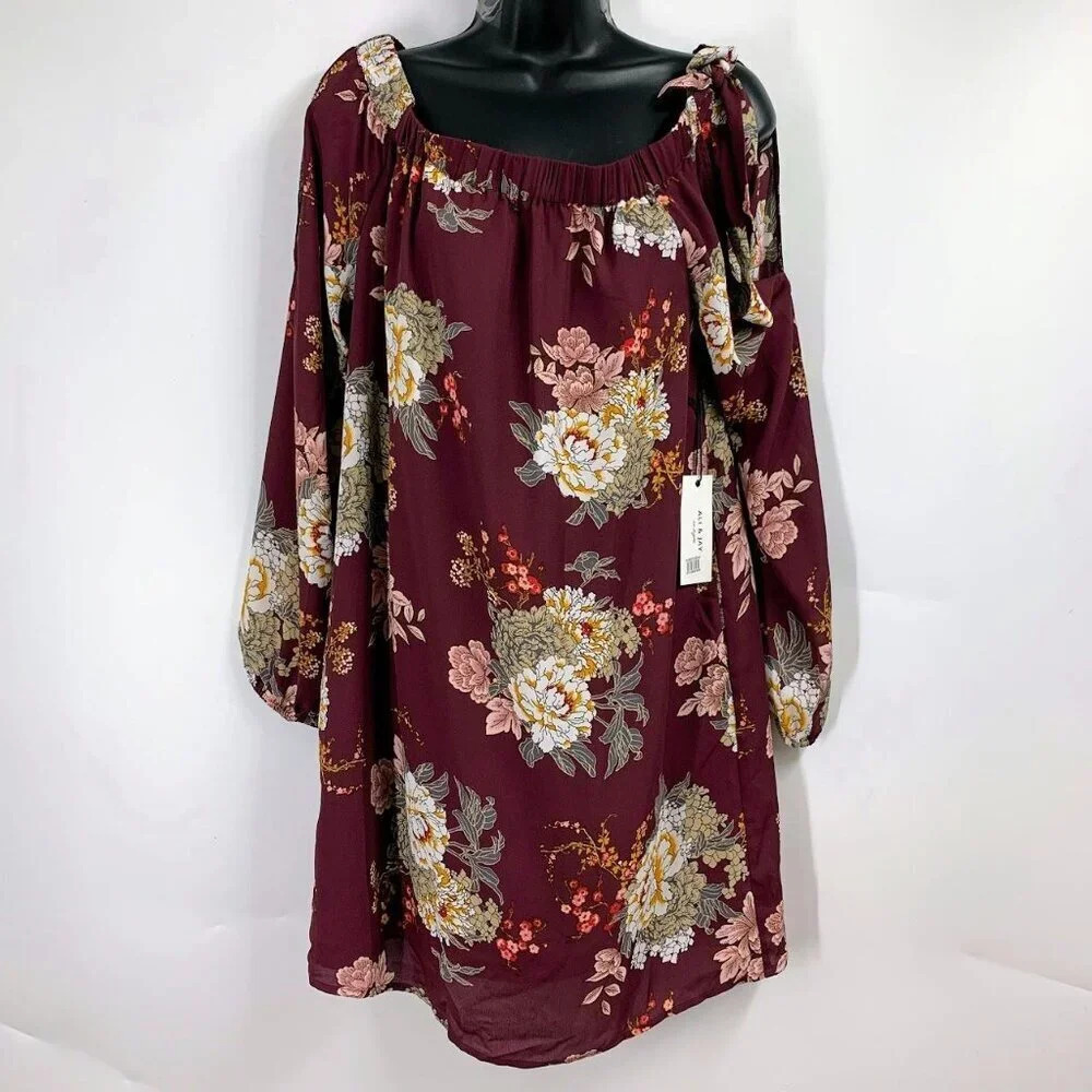 Ali & Jay Women's Jade Slit Shoulder Long Sleeve Floral Mini Dress Size M NWT